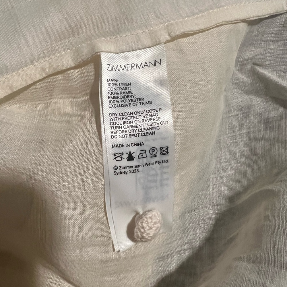 ZIMMERMANN CREAM OTTIE EMBROIDERED BLOUSE AU 1, US 6 Small - Picture 16 of 17